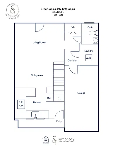 Floor plan 2 Bed / 2.5 Bath Townhome