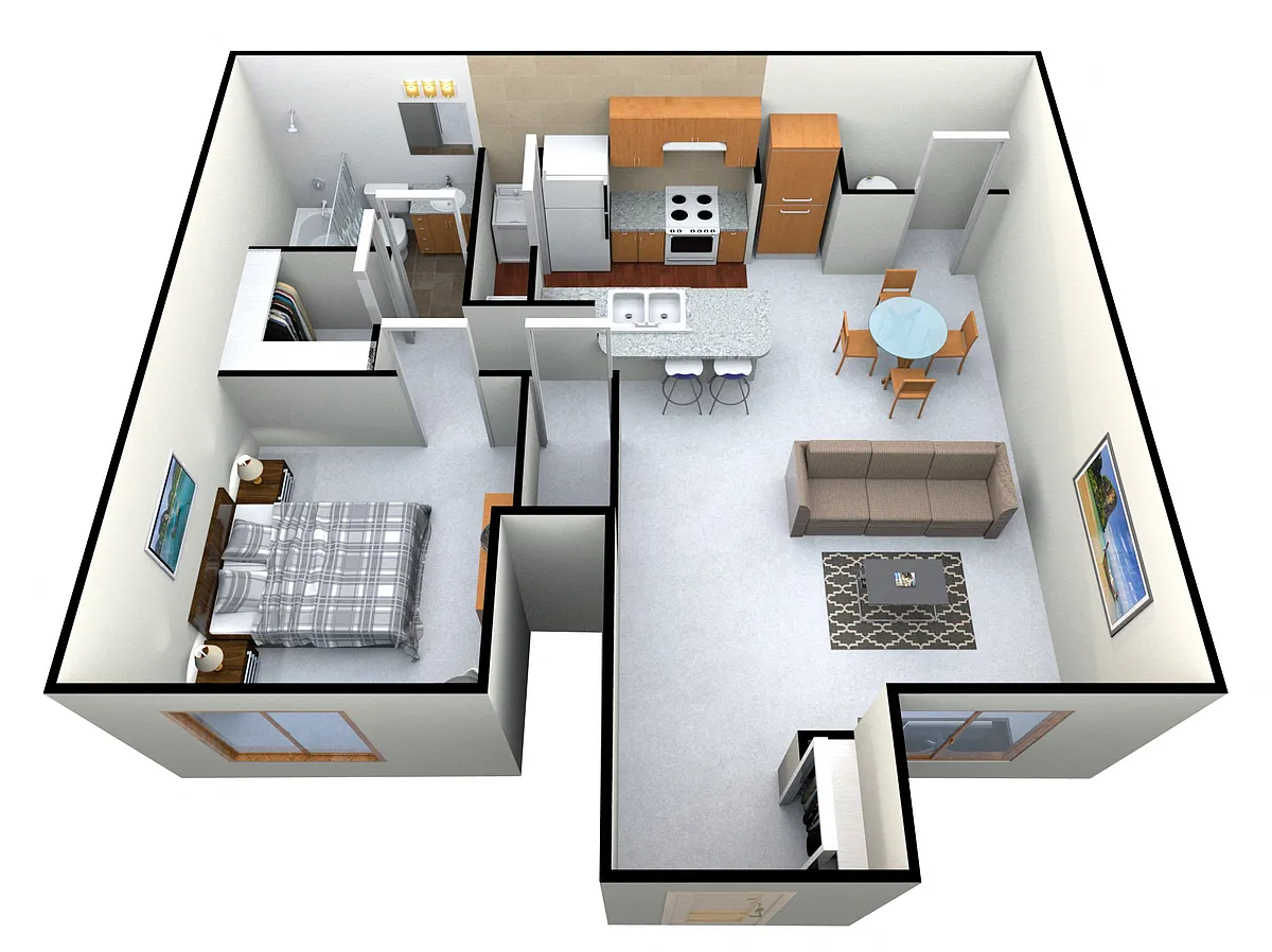Floor plan One Bedroom One Bath
