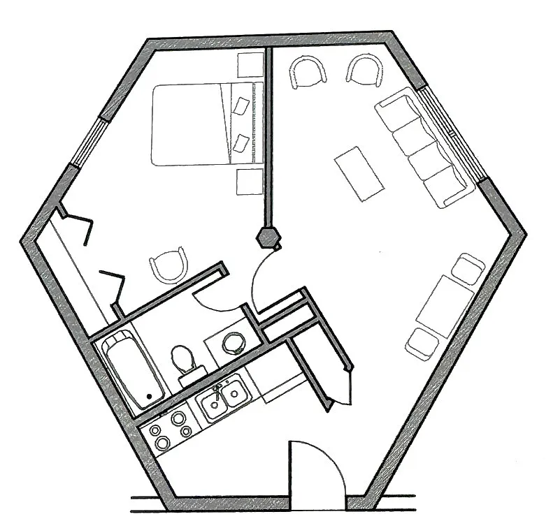 Floor plan 1A: 1 Bed /1 Bath 571 SqFt