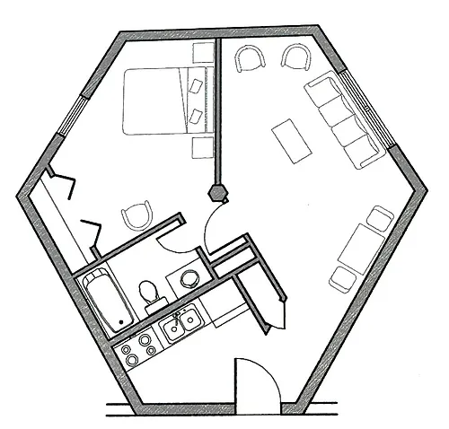 Floor plan 1A: 1 Bed /1 Bath 571 SqFt