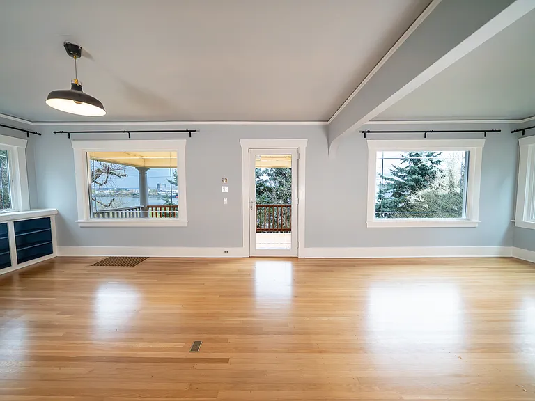 living room - river view, back porch