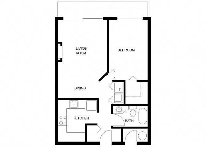 Floor plan One Bedroom, One Bathroom