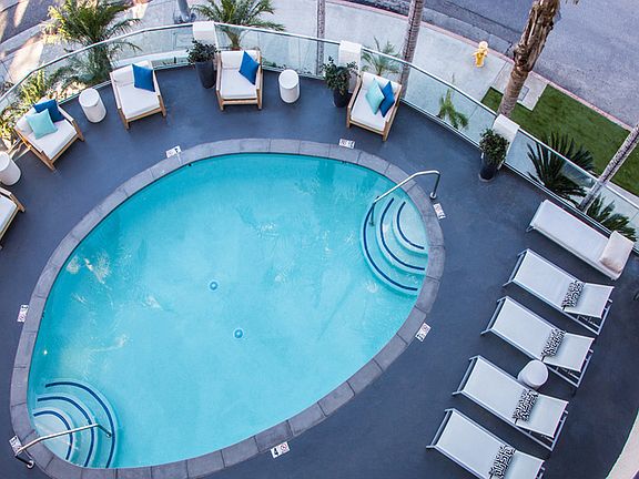 Resort-Inspired Pool Deck from Above