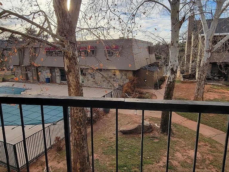 Balcony view of the pool.