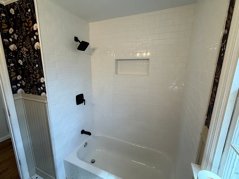 Newly tiled shower