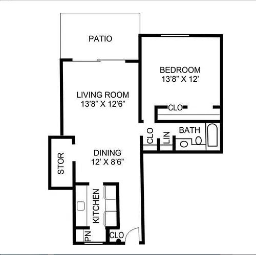 Floor plan 1 BEDROOM 1 BATH