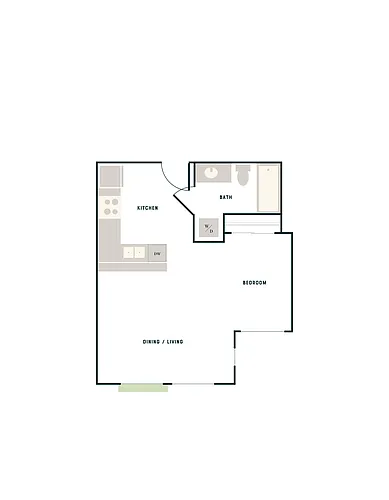 Floor plan Studio, 1 Bath - West Apt F