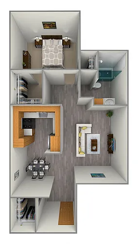 Floor plan 1bdup-Bluff