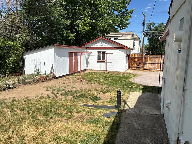Backyard, garden, shed and garage