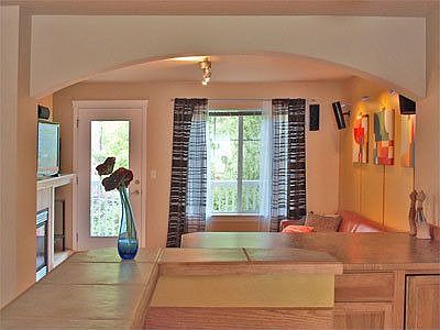 view from kitchen to living room