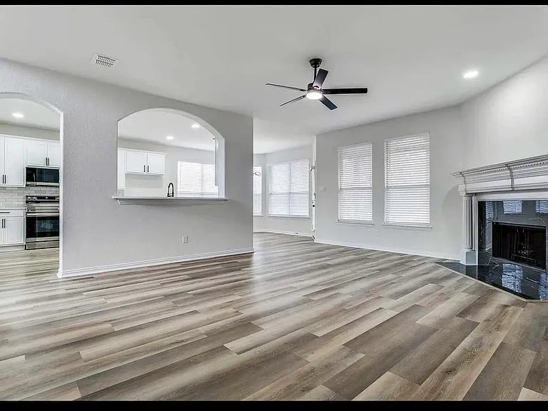 Great Room, 26' x 16', view towards kitchen and breakfast nook