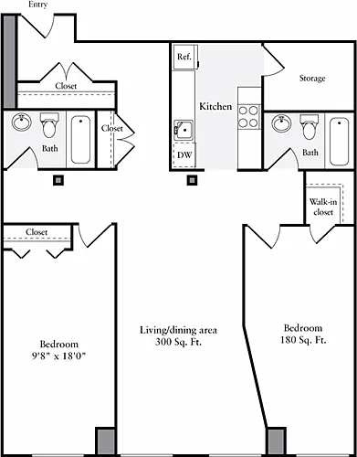 Floor plan The Lofts 2 Bedrooms LL