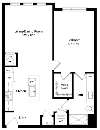 Floor plan A1 with Walk-In Shower