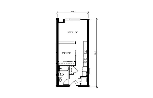 Floor plan Urban 1 Bedroom - U10