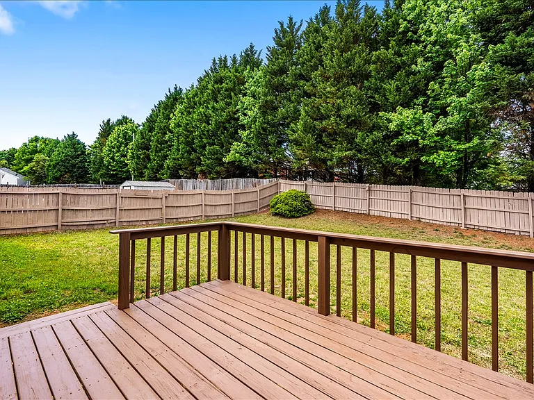 Deck overlooking back yard.