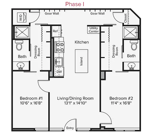 Floor plan B1V-1285sqft