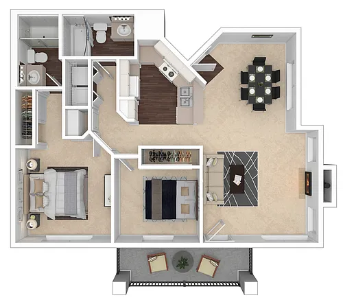 Floor plan 2x2 C2 - Renovated