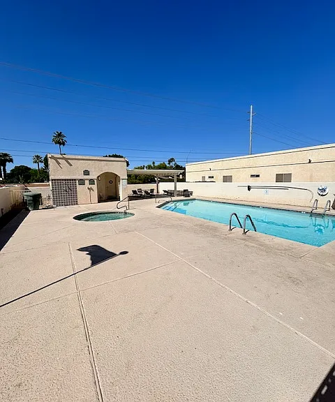 Pool area is two doors away.