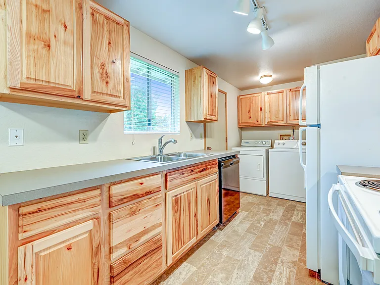 Kitchen, showing the door to the back yard.