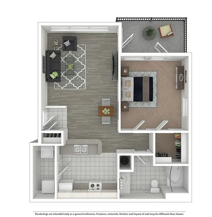 Floor plan A1 Egret - One Bedroom, One Bathroom