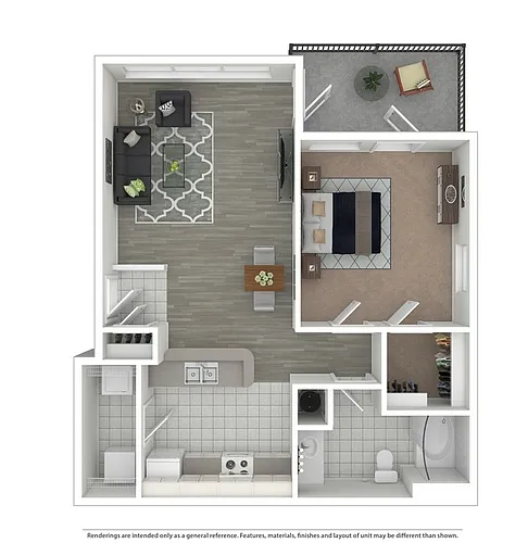 Floor plan A1 Egret - One Bedroom, One Bathroom