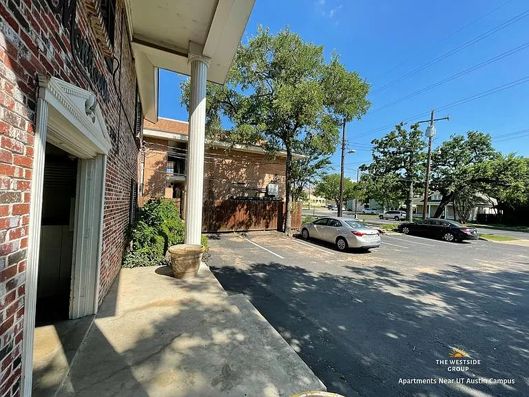 facing the street with parking