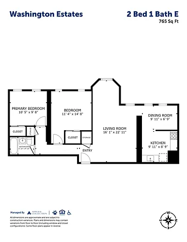 Floor plan 2 Bed 1 Bath E