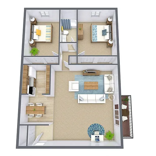 Floor plan Two Bedroom 21D