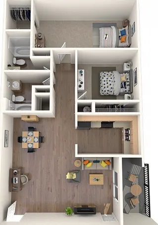 Maple Floorplan- 1118 square foot two bedroom two bath Maple Floorplan- 1118 square foot two bedroom two bath