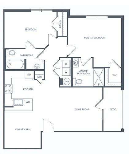 Floor plan Two Bedroom 1075 sq ft