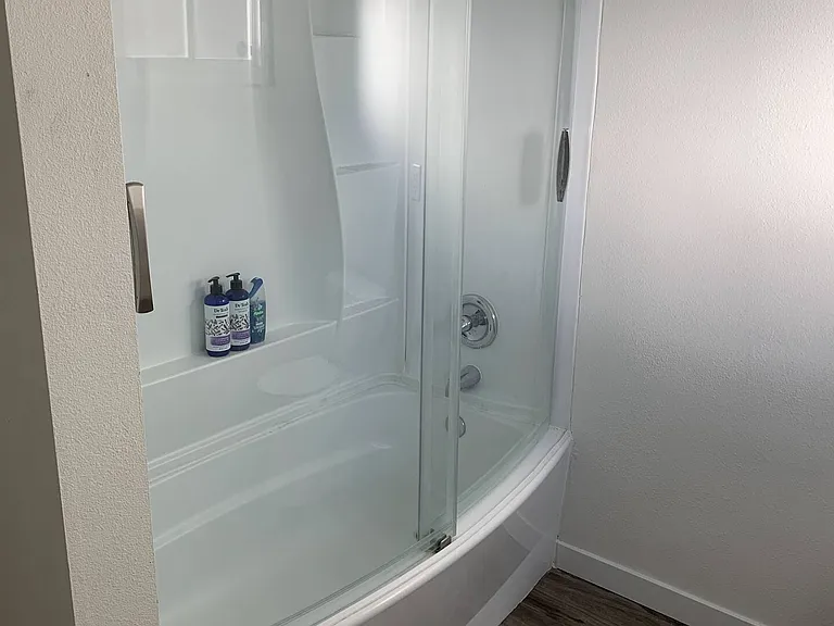 Good size shower and bathtub.