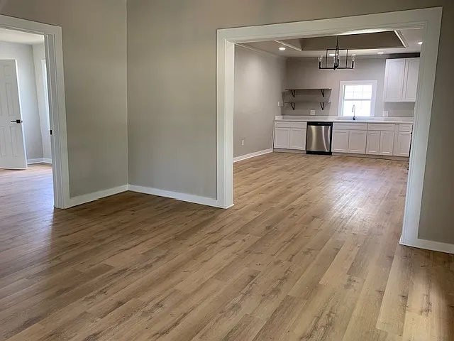 Looking from dining room into FLEX room and Large Kitchen