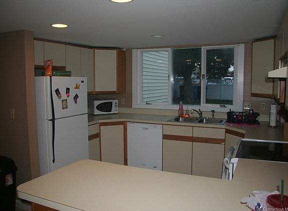 Kitchen overlooks patio