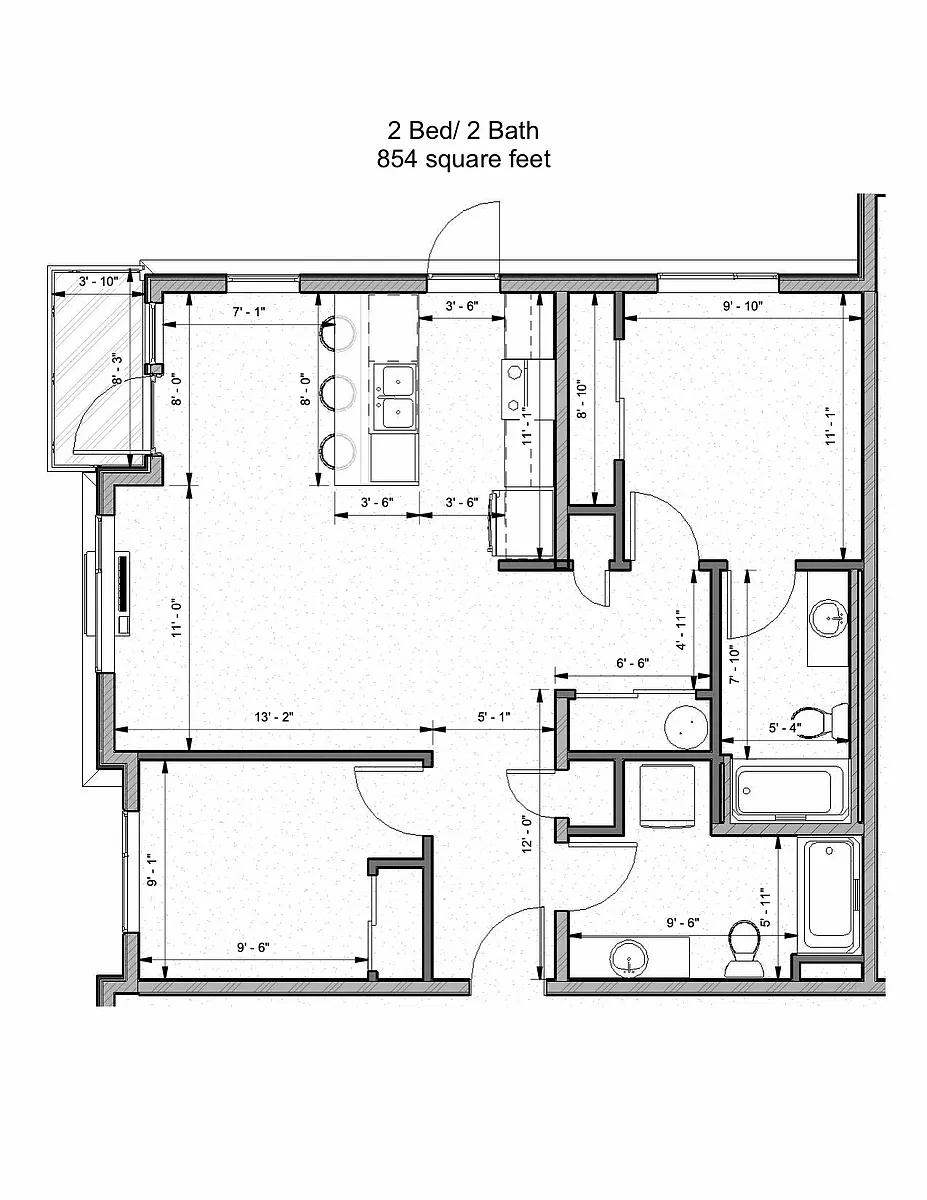 Floor plan 2 Bed - 2 Bath