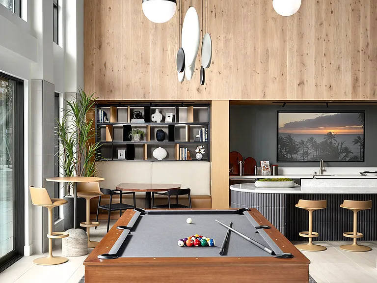 Living room with pool table