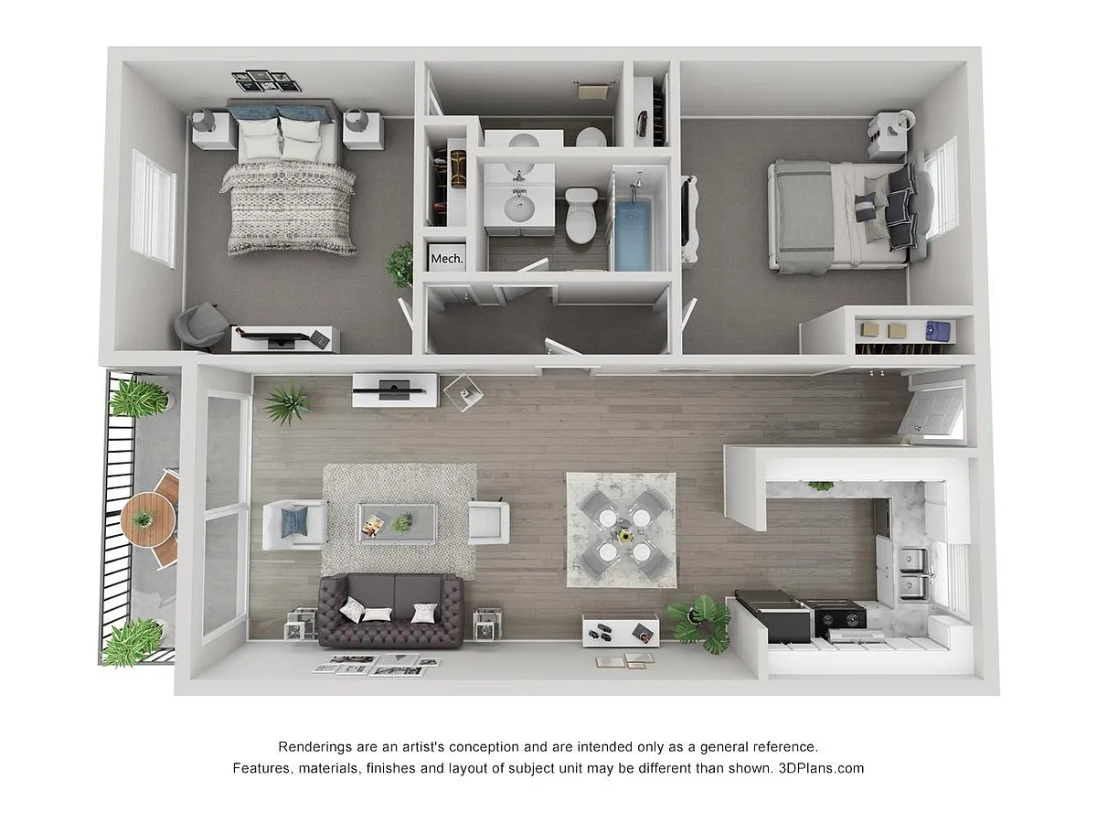 Floor plan 2 Bedroom Large Garden