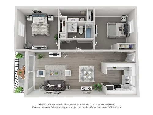 Floor plan 2 Bedroom Large Garden