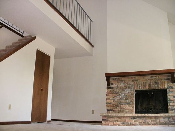 Fireplace with loft above