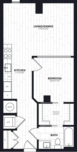 Floor plan 1 Bed/1 Bath JR-AJ13