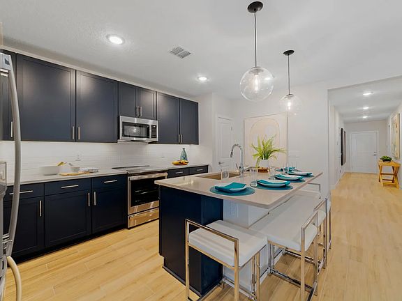 Kitchen with pendant lighting
