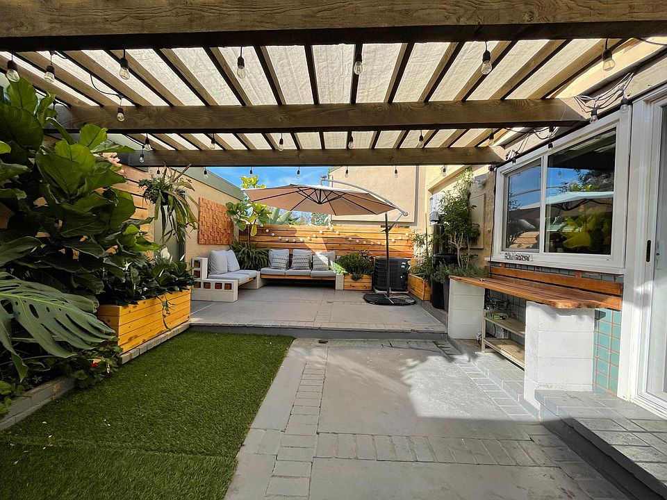 Large private patio for family gatherings and entertainment