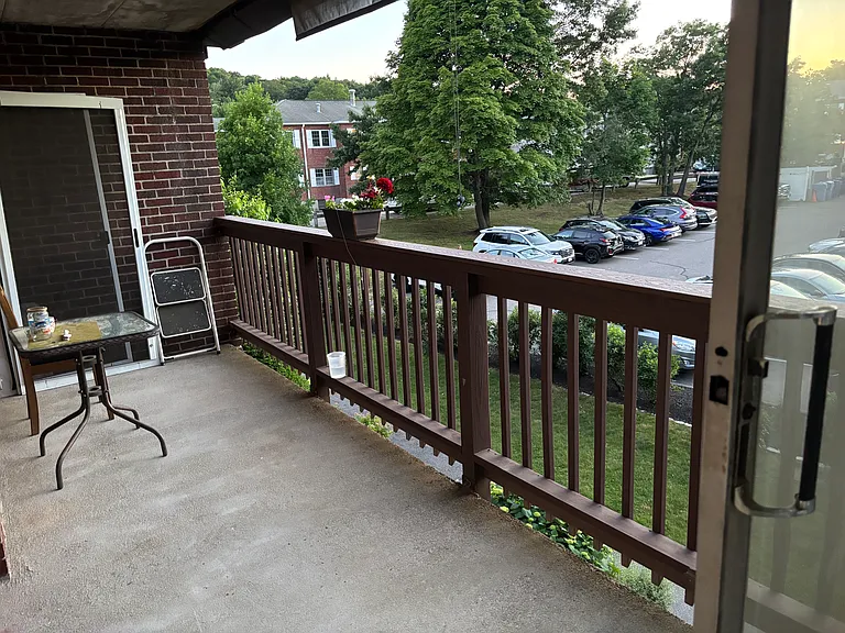 Balcony facing the parking lot