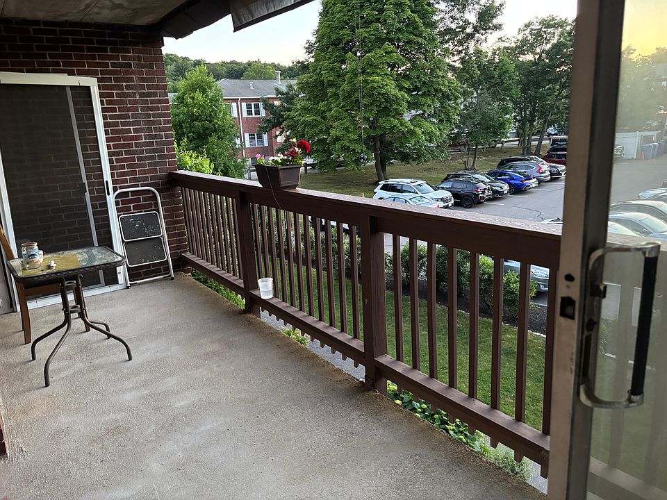 Balcony facing the parking lot