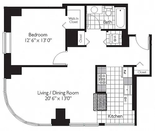 Floor plan ONE BEDROOM 12 - THE SHOREHAM