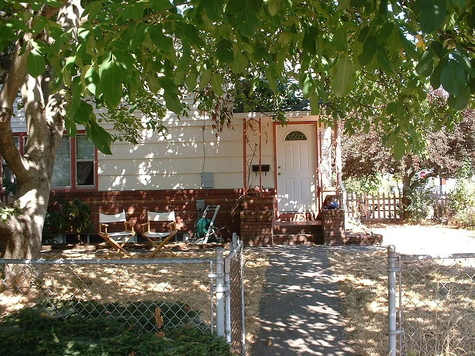 View of front yard under walnut tree