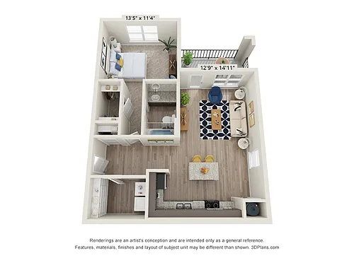 Floor plan 1BR-HC