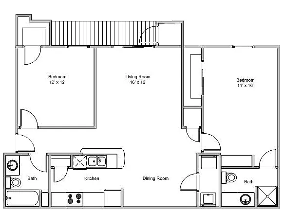 Floor plan 2 Bedroom 2 Bath Deluxe