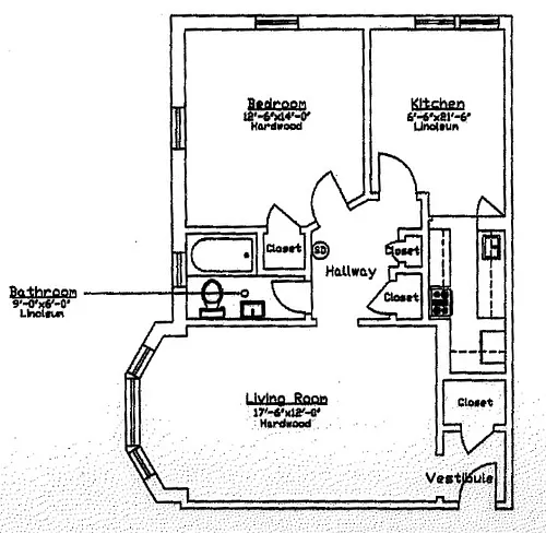 Floor plan 1 Bedroom 1 Bathroom