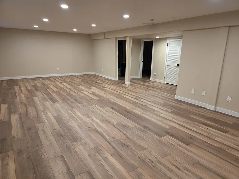 Basement Open Area with doors to bathroom and Second Basement Bedroom