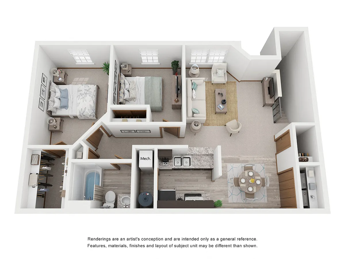 Floor plan Two Bed, One Bath